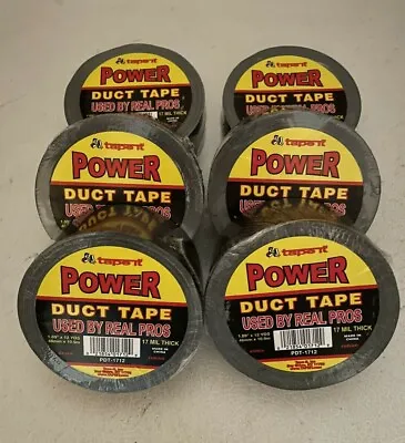 Lot Of 6 Rolls 2 Inch X 36 Feet  Power Duct Tape - 17 Mil Thick Black Contractor • $24.99
