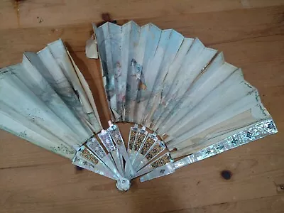 Antique European French Hand Painted Signed Hand Fan 18th Century? • $245