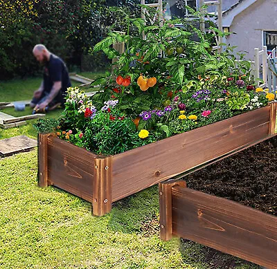 Large Raised Garden Bed Pine Wood Planter Box Kit For Vegetables Herbs Flowers • $33.99