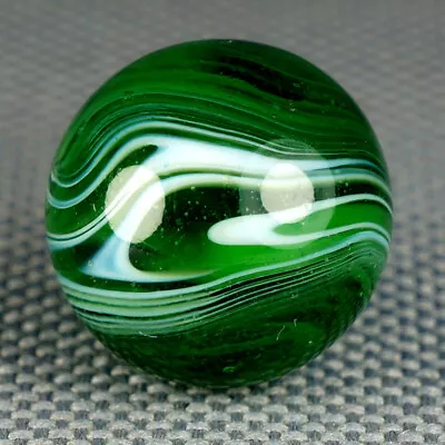 Vintage Marble: NM+ 19/32 Peltier Glass Green Feather Slag -One Killer Old Mib • $19.97