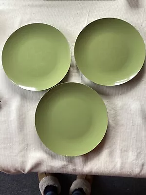 Melaware Melamine Retro 3 X 10  Dinner Plates Sage Green Camping Caravan • £6