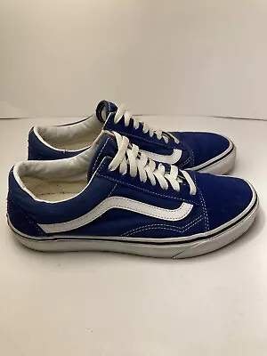 Vans Old Skool Shoes Men’s Size 7.5 Blue Canvas Suede Sneakers Skate 751505 • $36