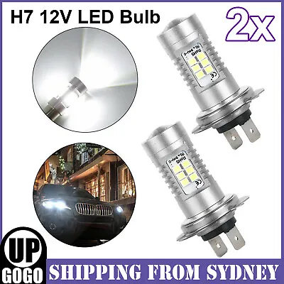 1Pair H7 LED 12V 21W Headlight Globes Xenon 6000k Car White Front Fog Light Bulb • $10.99