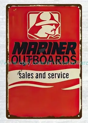 MARINER OUTBOARDS SALES SERVICE Metal Tin Sign Garage  Collective Ideas • $18.93