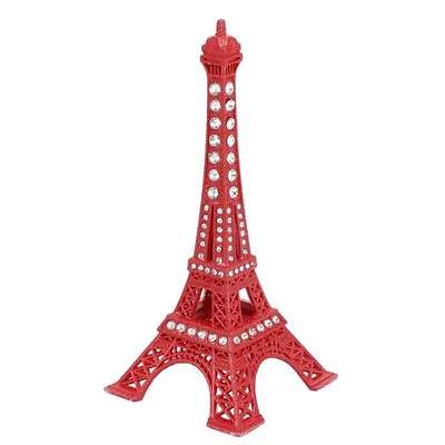 5  Metal Miniature Statue Paris Eiffel Tower Souvenir Décor Red W/Rhinestone • $13