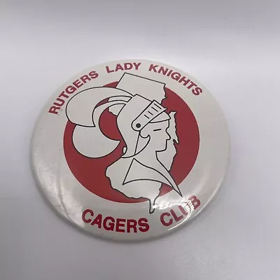 Rutgers Scarlet Knights NCAA Womens Basketball Vintage Pin Button CAGERS CLUB 2 • $10.99