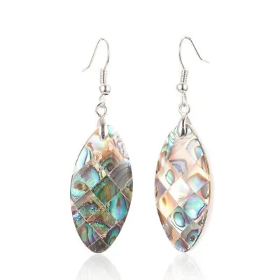 Natural Abalone Paua Shell Long Dangle Earrings 54mm Valentines Mothers Day L@@K • £4.50
