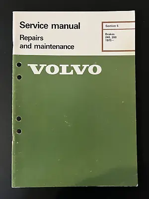 Volvo 240 260 Brakes Service Manual 1975-1984 1985 1986 1987 • $34.95