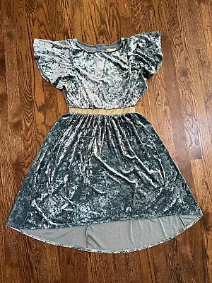 JOYFOLIE Mia Joy Dark Teal Crushed Velvet Twirl Dress Girls Size 14 Years • $19.99