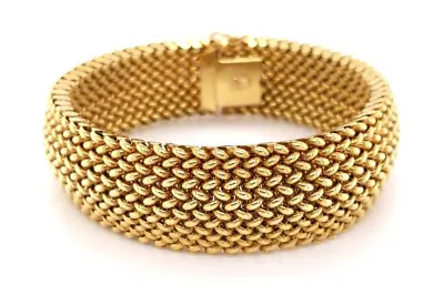 14kt Yellow Gold Italian Braided Bracelet 8  Long 43 Gr 20.5 Mm Wide Fancy • $3440