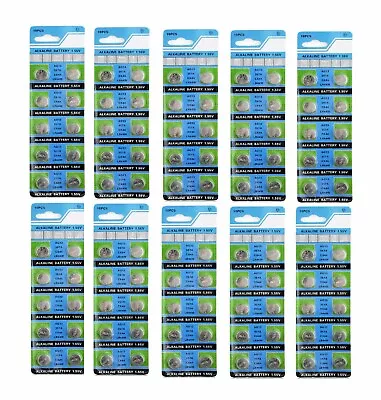 100 X AG13 LR44 SR44 L1154 357 A76 QUALITY ALKALINE BUTTON COIN CELLS BATTERIES • £5.99