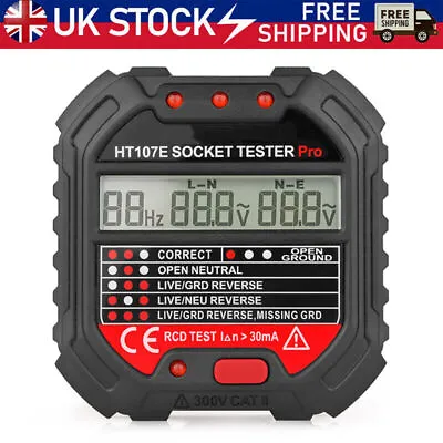 £12.49 • Buy HT107E Electric Outlet Tester Socket Circuit Polarity Voltage Detector UK Plug
