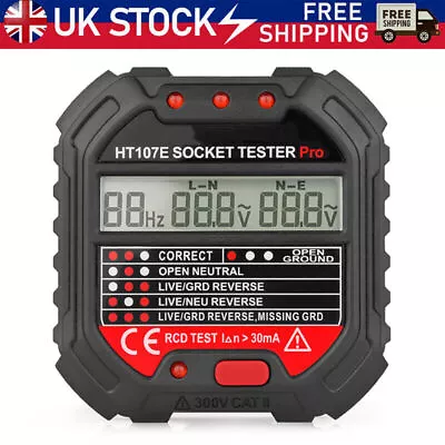 £12.49 • Buy HT107E Electric Outlet Tester Socket Circuit Polarity Voltage Detector UK Plug