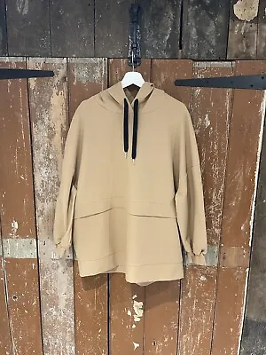 Zara Hoodie Jumper Women's Size Medium Brown Pullover Drawstring • £12.99