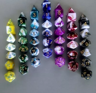 D20 Set 7 Polyhedral Colour Chroma Dice RPG Role Playing Games DND Pathfinder • £4.99