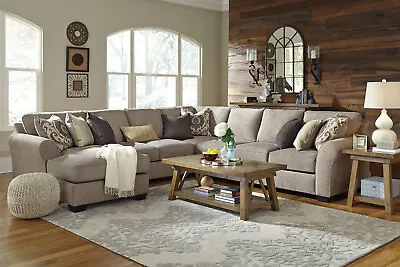Large Modern Sectional Gray Microfiber Sofa Couch - STERLING 5pc Living Room Set • $1988.76