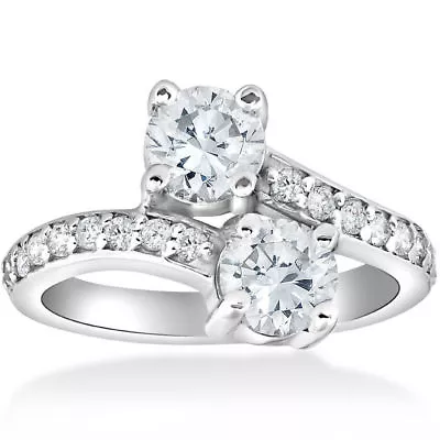 2Ct Forever Us Two Stone Engagement CZ Two Stone Ring Solid 925 Sterling Silver • $58.64