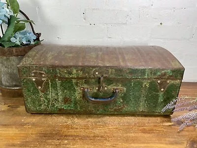 Vintage Industrial Indian Bombay Metal Railway Trunk Chest Luggage Coffee Table • £70