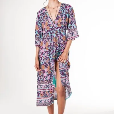 $92.95 • Buy ARNHEM 'Spanish Rose' Floral Print Button Front Kimono Dress Size XS/S AU 6 8
