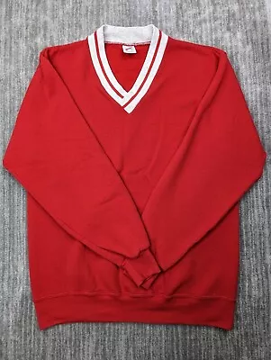 Vintage Jerzees Unisex Activewear V Neck Sweatshirt Adult Large Red USA Made • $19.96