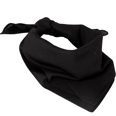 100% Cotton Black Bandana - 54cm Square Neckerchief Unisex Army Neck Scarf • £5.25