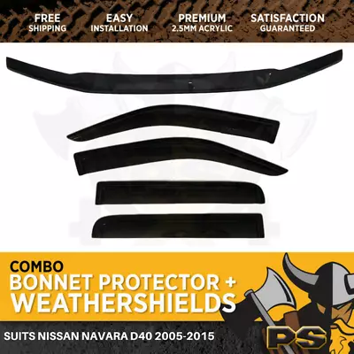 Bonnet Protector & Weathershields To Suit Nissan Navara D40 2005-2015 Thai Model • $129