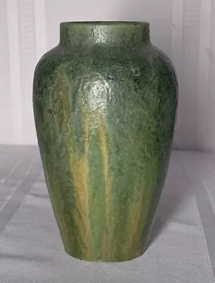 William J Walley Pottery Frothy Curdled Green Tapered Shoulder Vase Great Glaze • $2600