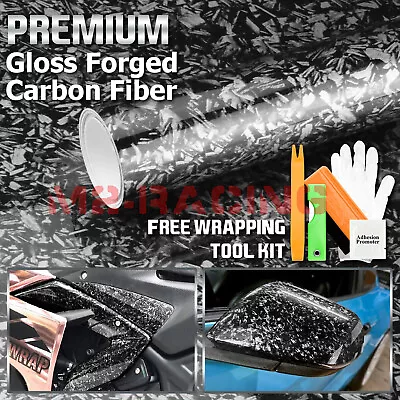 $2.99 • Buy Forged Gloss Carbon Fiber Black Car Vinyl Wrap Air Release Sticker Sheet Film