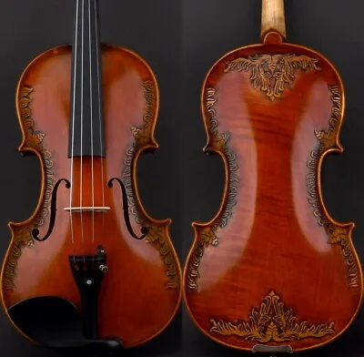 T21 Master Antique Stradivari Style Violin 4/4 Carved Flower European Wood Sweet • $638.99