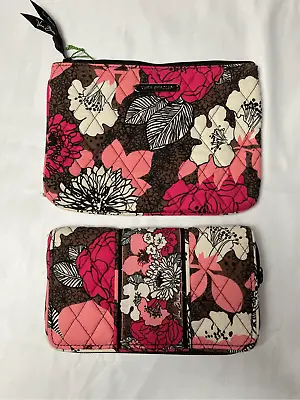 Vera Bradley Wallet And Cosmetic Bag In Mocha Rouge • $25