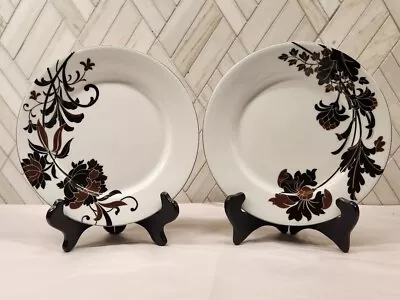 Mikasa Cocoa Blossom Accent Plates #SL170 Set Of 2 NEW Peony & Iris 8  Wide • $33.99