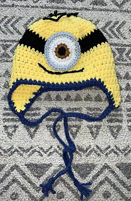 Despicable Me Minion Yellow Hand Knit Crochet Winter Hat & Vest Infant • $15.88