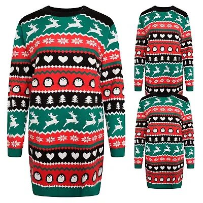 £13.89 • Buy Christmas Dress Jumper Womens Ladies Knitted Novelty Xmas Long Sweater Pullover