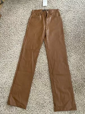 Zara Vinyl Pants Women's Light Brown Size X-small Nwt • $17.99