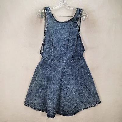 Judy Blue Women Dress Plus Size 1XL Blue Denim Acid Wash Scoop Back Stretch Mini • $44.95