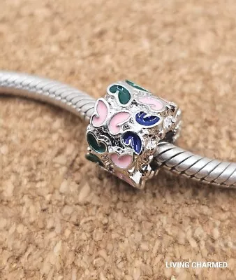 Authentic Pink Blue Green Butterfly Silver Spacer European Charm Bead • $9.95