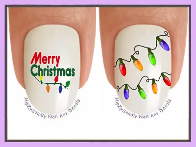 Nail Art HOLIDAY Christmas Merry Xmas Lights WaterSlide Nail Decal Transfers • $3.99