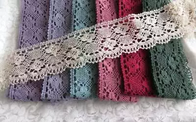 1mt Vintage Style 8cm Cotton Crochet Scallop Lace Edge Trim Choice Of Colours • £2.25