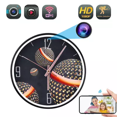 4K HD Wireless WIFI Wall Hanging Clock Camera Video Recorder Motion Detection • $78.88