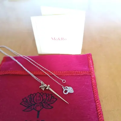 Me & Ro Necklace Sterling Silver Sword & Heart Charm K10 Used Rare JP • $262.88