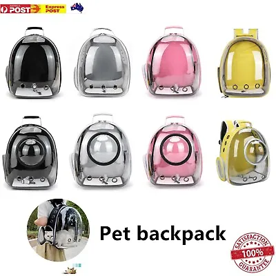 Cat Dog Breathable Pet Carrier Bag Outdoor Travel Transparent Space Backpack AU • $19.49