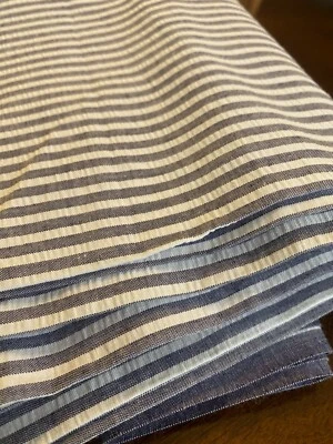 $39.95 • Buy VTG 1960s 70s Seersucker Chambray Blue White Stripe COTTON FABRIC 5 YARDS 36  W