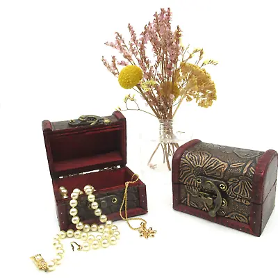 Wooden Trinket Box Pirate Chest Small For Jewellery Engagement Ring Box Sweets • £7.99