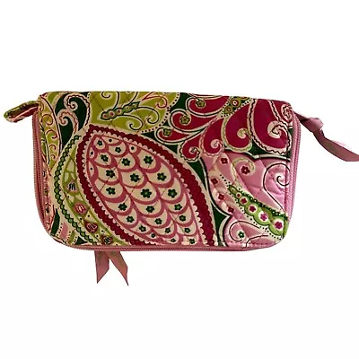 Vera Bradley Zip Around Wallet Petal Pink And Green • $34.99