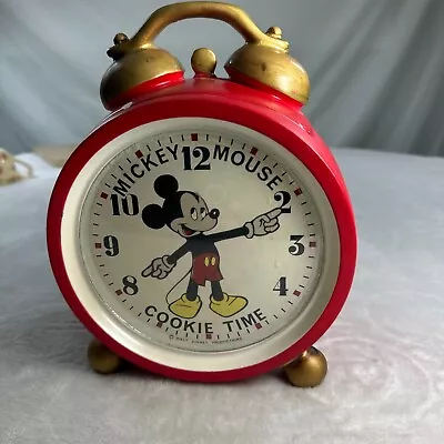 Mickey Mouse  Cookie Time  Cookie Jar Shaped Like Alarm Clock Red • $47.69