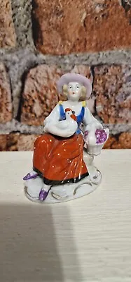 ANTIQUE 19th CENTURY PORCELAIN FIGURINE SAMSON/CHELSEA POTTERY MARK FARM GIRL • £19.99