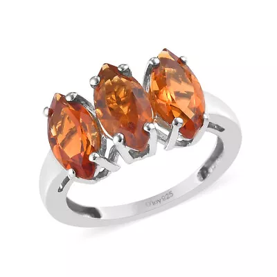 $41 • Buy 2.75ctw Santa Ana Madeira Citrine 3 Stone Ring Platinum Plated Sterling Size 9