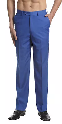 CONCITOR Men's Dress Pants Trousers Flat Front Slacks ROYAL BLUE Color 34 • $39.95