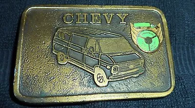 1970s CHEVY VAN INDUSTRIAL TRUCK DRIVERS ASSOCIATION  BRASS BELT BUCKLE  CPICS • $26.40