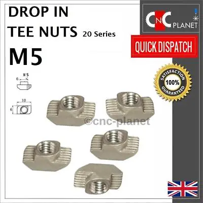 M5 Drop In Tee Nuts T-Nut 2020 Aluminium Extrusion Profile T-Slot V-slot CNC 3D • £20.99